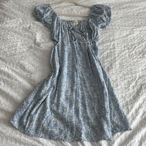 Jessica Simpson Blue and White Puff Sleeve Sundress